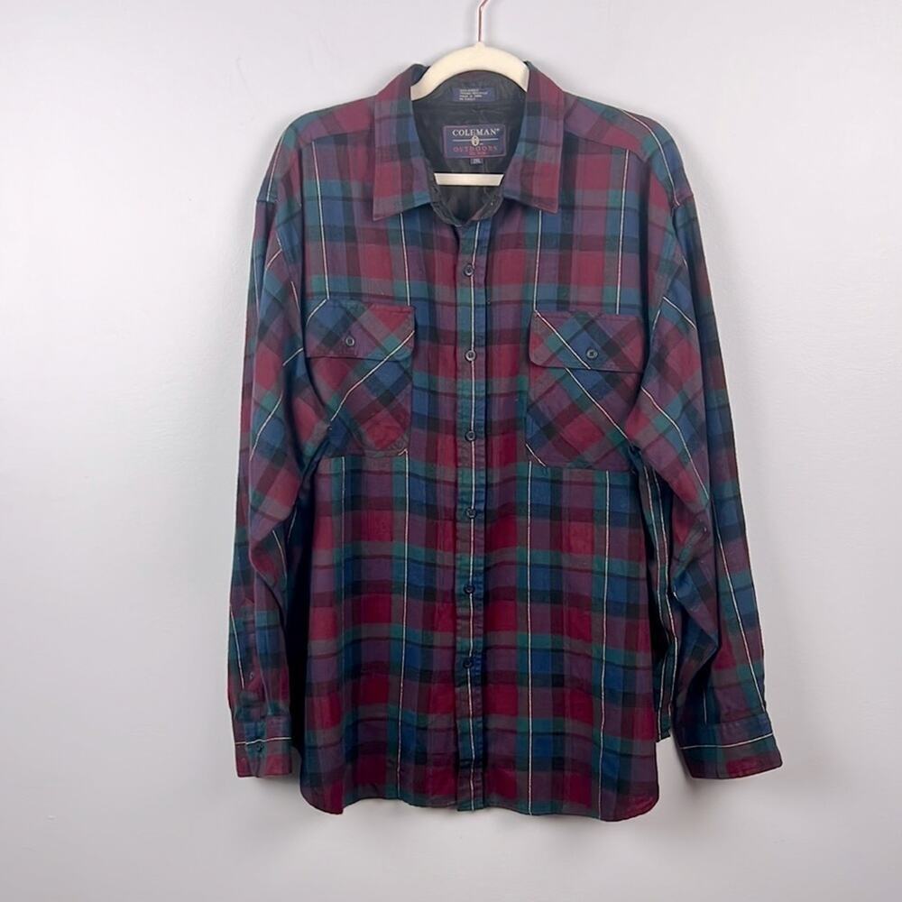 Vintage Coleman plaid flannel men’s 2XL button down shirt shacket
